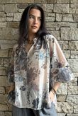 Rustic Peony Chintz Blouse Charcoal